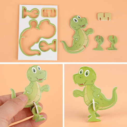 Educational 3D Cartoon Puzzles for Kids,25 Pcs 3D Dinosaur Animal Learning Educational Paper Puzzle Game for DIY Crafts Birthday Party Favor Gifts...