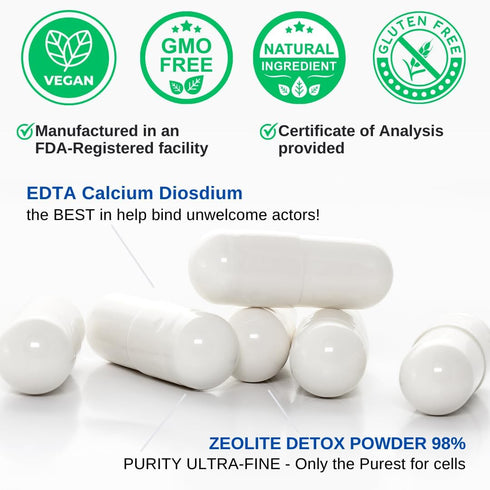 EDTA Capsules - 1500mg per serv, USA Made & Tested, Liver Support - Edta Calcium Disodium, Kale Extract - 90 Capsules 45 Servings...