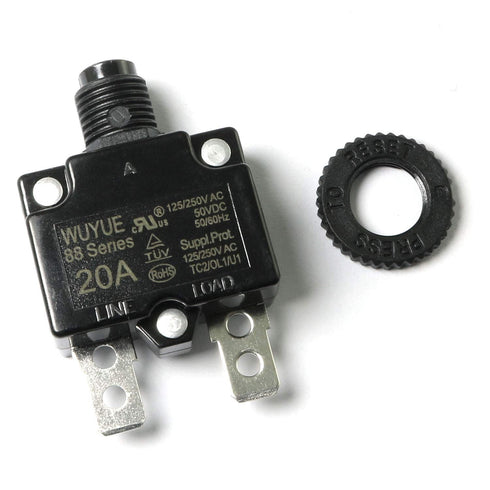 1-Pack Thermal Switch Circuit Breaker Overload Protector 20A Mini Size Push Reset Button Switch...