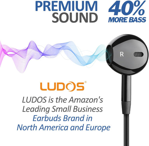 LUDOS NOVA Wired Earbuds in-Ear Headphones, 5 Year Warranty, Earphones with Microphone, 3.5mm Plug-in Ear Buds Calls Compatible with iPhone, Lapto...