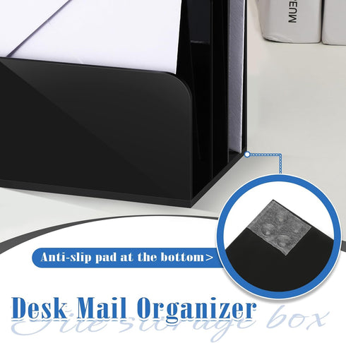Black Desktop Mail Organizer Acrylic File Holder Acrylic File Organizer Multifunction Office File Sorter for Easy Access Office Home Letter Docume...