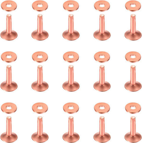 Swpeet 50Pcs 10×3.3×12mm Copper Rivet and Burrs Assortment Kit, DIY Leather Kit for Belts Wallets Collars Leather Products Craft MakingBelts Walle...