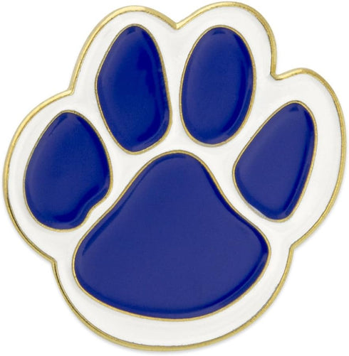 PinMart's Blue and White Animal Paw Print School Mascot Enamel Lapel Pin...
