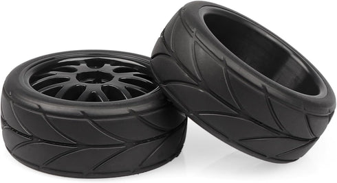 4pcs 1/10 RC On-Road Solid Wheels and Tires 12mm Hex for HSP Tamiya TT TT02 Sakura Kyosho Traxxas RC Rally Drift Car...