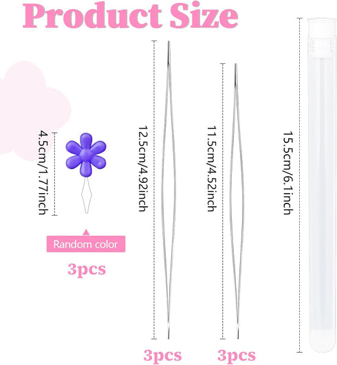 9pcs Big Eye Beading Needles, 3 Sizes Seed Beads Needles for Jewelry Making, Collapsible Bracelet Needles with Bottle, Bead Threader for Bracelet ...