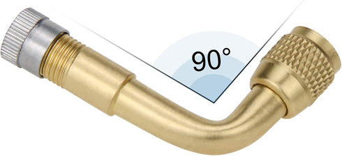 Mellbree 4-Pack Tire Valve Extension, 90 Degree Schrader Tire Valve Stem Extension Brass Adaptor Compatible for Passenger Cars, Stroller, Bicycles...