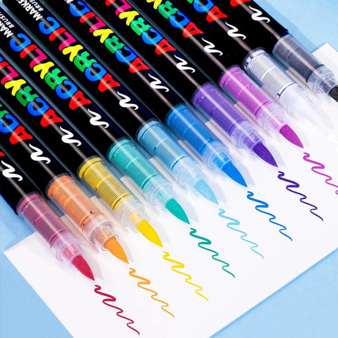 Guangna Direct Liquid Soft Head Acrylic Marker Pen 12 Colors Student Special Non-Transparent Stackable Watercolor Pen Marker Pen DIY Journal Graff...