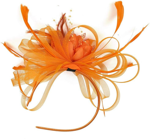 Song Qing Women's Fascinator Feather Flower Hair Clip Pin Brooch Corsage Bridal Hairband Derby Hat Cocktail Party Wedding...