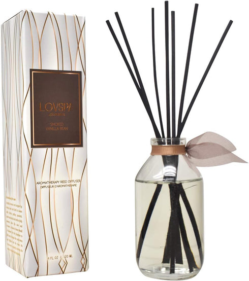 LOVSPA Reed Diffuser Set, Smoked Vanilla Scented Oil Diffuser with Sticks, Home Fragrance Accessories for Bathroom Shelf Decor, Aroma Diffusers fo...