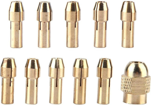Drill Collet, 11pcs 4-jaw Copper Drill Chuck Collet Set for Mini Electric Power Drill Grinder Rotate Tool 0.5-3.2mm...
