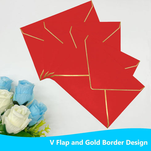 50 Pack 5x7 Envelopes for Invitations with Gold Border, Self Adhesive A7 Envelopes with V-Flap for Greeting Cards Gift Cards, Invitation Envelopes...