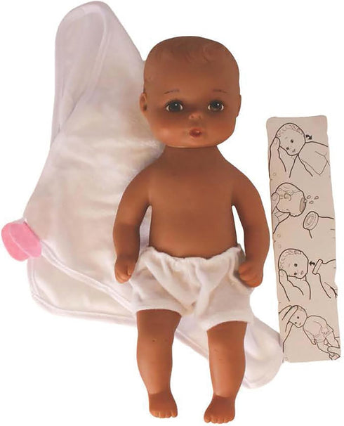 Baby's First Goldberger 11" Slush Molded Baby Doll Bathtime Softina with White Towel African American. A Realistic and Lightweight Soft Body Baby ...