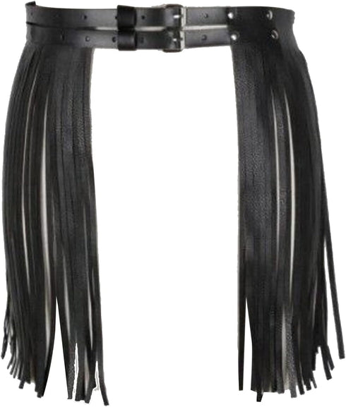 Women Leather Tassel Waist Belt,Women Punk Waist Belt Tassel Fringe Skirt Belt,Wide Tassel Waist Belt for Women,Fringe Dress Belt,Vintage PU Leath...