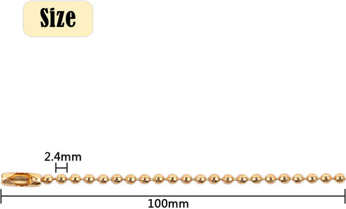 BronaGrand 150pcs 100mm Long Bead Connector Clasp 2.4 mm Diameter Ball Bead Chains Keychain Tag Key Rings...