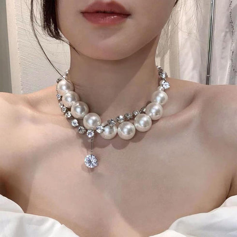 Pearl Necklaces for Women Chunky Pearl Necklaces Big Pearl Necklaces Exaggerated Large Pearl Necklaces Statement Necklace Wedding Jewelry Gifts fo...