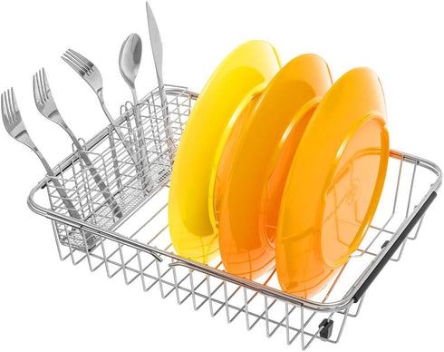 SANNO Utensil Silverware Holder Organizer Hanging Cutlery Organizer Spoon Drying Rack Basket Holder, 4 Divided Compartments Silverware Organizer, ...