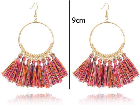 12 Pairs Bohemian Tassel Earrings for Women Trendy Colorful Fringe Summer Beach Statement Earrings...