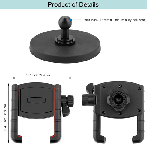 Gym Magnetic Phone Holder for Gym/Fridges/Motorcycle Tank/Motor Vehicle,3.46 inch Magnetic Base Aluminum Alloy Ball Joint,Adjustable Clip Compitab...