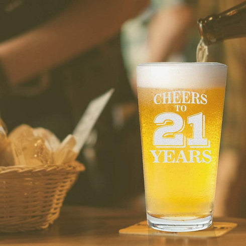 Veracco Cheers To 21 Years Twenty First Pint Beer Glass 21st Birthday Gift For Him Her (Clear, Glass)...