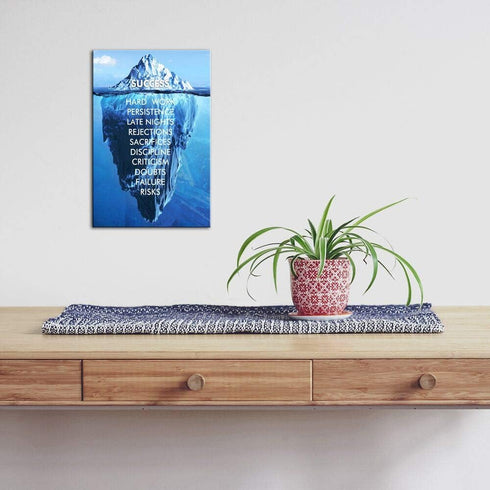 Inspirational Success Canvas Wall Art Blue Iceberg Motivation Quotes Print Poster Picture Artworks For Home school Office Artwork Decor Gift Ready...