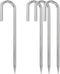 J-Hook Galvanized Rebar Stakes, 12 Inches Long Heavy Duty Ground Anchors for Camping, 4 Pack Reusable Anti-Rust Steel Ground Stakes for Gardens, L...