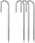 J-Hook Galvanized Rebar Stakes, 12 Inches Long Heavy Duty Ground Anchors for Camping, 4 Pack Reusable Anti-Rust Steel Ground Stakes for Gardens, L...