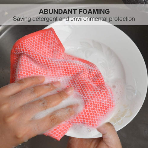 SINLAND 5 Color Assorted Microfiber Dish Cloth Towels Best Kitchen Cloths Cleaning Cloths with Poly Scour Side 12"x12" 5Pack (Pink+Blue+White+Yell...
