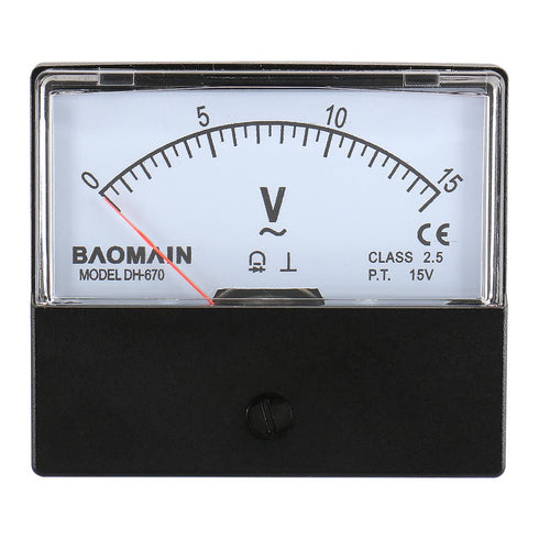 Baomain Voltmeter DH-670 AC 0-15V Rectangular Class 2.5 Analog Panel Volt Voltage Meter...