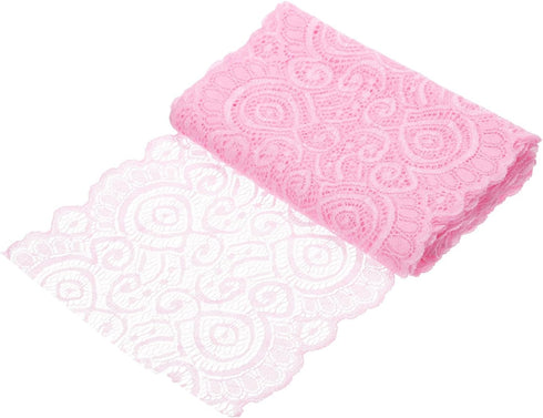 MECCANIXITY 7.1 Inch Wide 5 Yard Lace Ribbon Floral Pattern Pink Lace Trim Ribbon for Sewing Making,and DIY Crafts,Gift Wrapping,Wedding Decor...