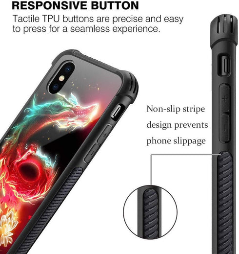 CARLOCA Compatible with iPhone XR Case,iPhone XR Cases for Girls Women Boys Men Young,Flower and Dragon Pattern Design Shockproof Anti-Scratch Cas...