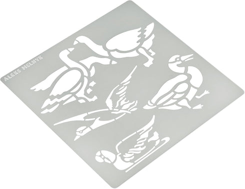 Aleks Melnyk No.477 Metal Stencil, Geese, Ducks, Poultry Farm, Birds, Animals, Canada Goose, Small Stencil, 1 PC, Template for Wood Burning, Engra...