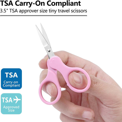 3.5" Sharp Small Craft Scissors all Purpose, Precision Straight and Curved Fine Tips for Thread Yarn Fabric Cutting, Mini Scissors with Protective...