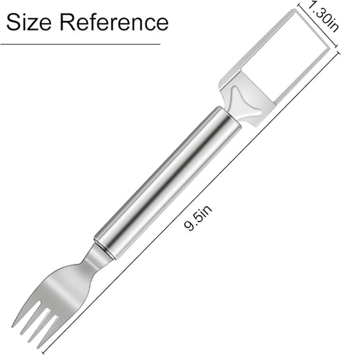 2 Pcs 2-In-1 Watermelon Fork Slicer Cutter, Watermelon Slicer Cutter, Dual Head Stainless Steel Fruit Forks Slicer Knife for Family Parties Campin...