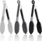 7 Inch Mini Tongs, Pack of 3 Short Small Silicone Tongs, Stainless Steel Tongs with Silicone Tips for Cooking, Barbecue, Buffet Serving (7", Black...