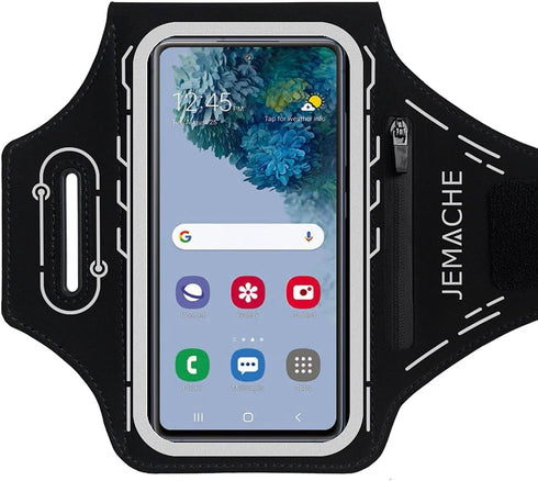 JEMACHE Armband for Samsung Galaxy S25 S24 S23 S22 S21 Ultra/Plus/FE, Gym Running Workouts Arm Band with Earbuds Holder (Black)...