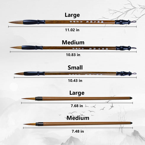 5pcs Calligraphy Brushes Painting Writing Brushes Watercolor Brushes Set Writing Sumi Hubi Maobi Drawing Watercolor Ink Art Kanji Painting Wooden ...