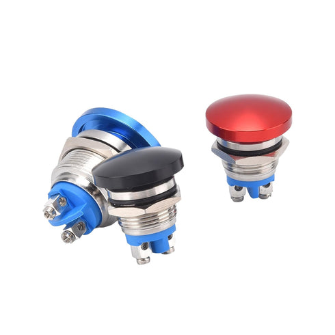 2PCS 22mm Self Reset Push Button Switch Metal Mushroom Head Round Start Button AC/DC 12V-250V? Domed Screw Terminal? Suitable for 0.86 '' mounting...