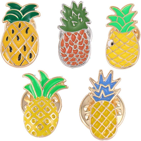 Amosfun 5pcs Lovely Originality Fashion Fruits Brooch Summer Style Small Fresh Oil Dripping Pineapple Brooch Pins...