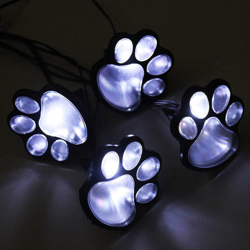 LED Paw Print Solar Lights, Set of 4 Dog,Cat,Puppy Animal Garden Lights Paw Lamp for Pathway,Lawn,Yard,Outdoor Decorations-Solar Paw(White)...