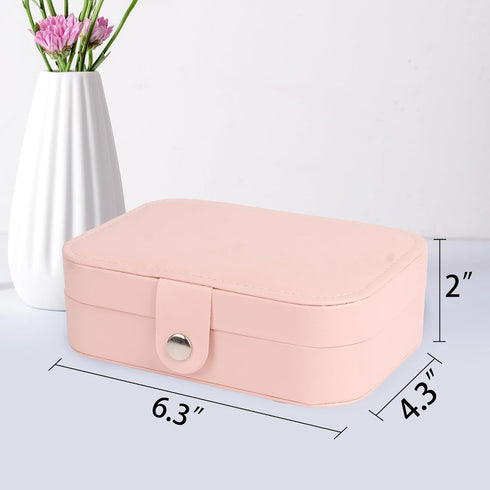 Travel Jewelry Box,Jewelry Organizer, PU Leather Small Travel Jewelry Case, 6.3x4.3",Pink,1Pack...