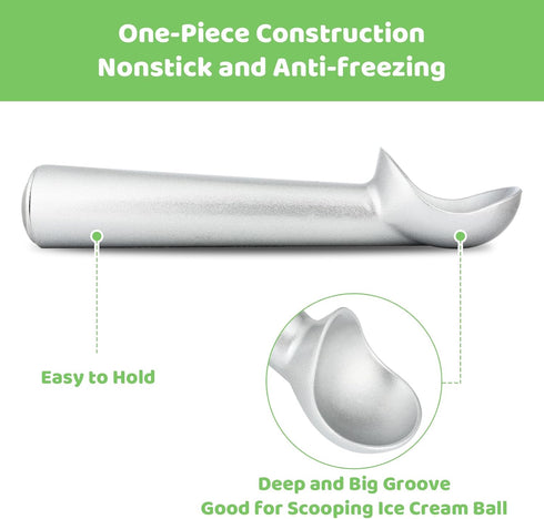 Ice Cream Scoop,7 inches Nonstick Anti-Freeze One Piece Aluminum Scooper Spoon, Heavy Duty Durable Design, Easy Clean, for Gelato, Cookie Dough, S...