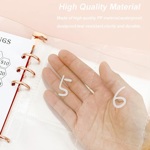 50 Sheets 100 Envelopes Money Saving Challenge for A5 6 Ring Binder Inserts Replacement, Savings Binder Accessories, Plastic Clear Binder Sleeves,...