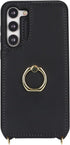 for Samsung Galaxy S23 Case with Card Holder and Strap for Women,Crossbody Lanyard,Ring Stand,Snap Clasp,Phone Wallet Cases 6.1 inch(Black)......