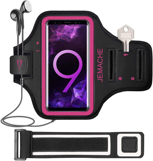 Galaxy S10 S9 S8 Armband, JEMACHE Gym Running Exercises Workouts Phone Arm Band for Samsung Galaxy S10/S9/S8/S7 Edge (Rosy)...