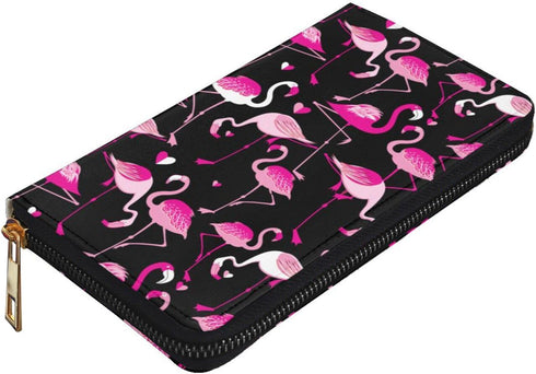 YISHOW Pink Flamingos Wallet Slim Thin Leather Purse Wallet With Zip Around Clutch Casual Handbag For Phone Key Credit Cards...