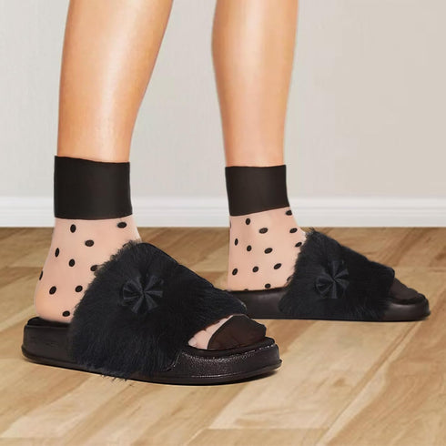 4 Pairs See Through Socks Elastic Womens Sheer Socks Thin Transparent Mesh Socks Clear Nylon Socks Lace Ruffle Sheer Crew Socks Women Fashion...
