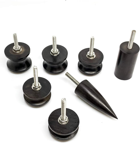 Citian 7 Stlye Black Ebony Wood Leather Burnisher Polished Rods, Leather Slicker Burnishing Tool, Edge Burnisher, Electric Polished Tip Head DIY R...