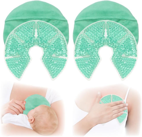 Hot/Cold Breast Gel Bead Ice Packs Breast Cooling/Heat Pads Relief for Breastfeeding, Nursing Pain, Mastitis, Engorgement, Swelling, Plugged Ducts...