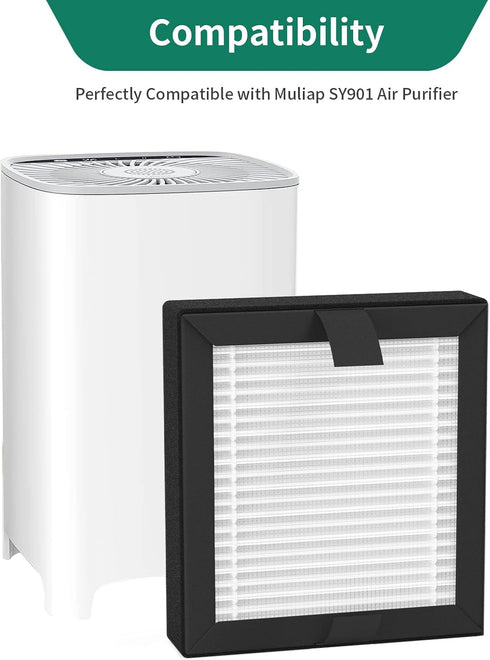 3-Pack SY901 True HEPA Replacement Filter Compatible with Muliap SY901 Purifier, 3-in-1 Filtration Filter...