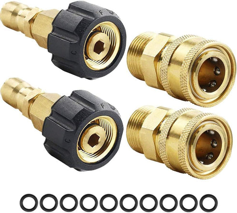 Pressure Washer Quick Connect Kit, Metric M22 14mm Swivel to 3/8'' Quick Connect, With 10 Washers for Home,Garden, Vehicles Cleaning Quick Connect...